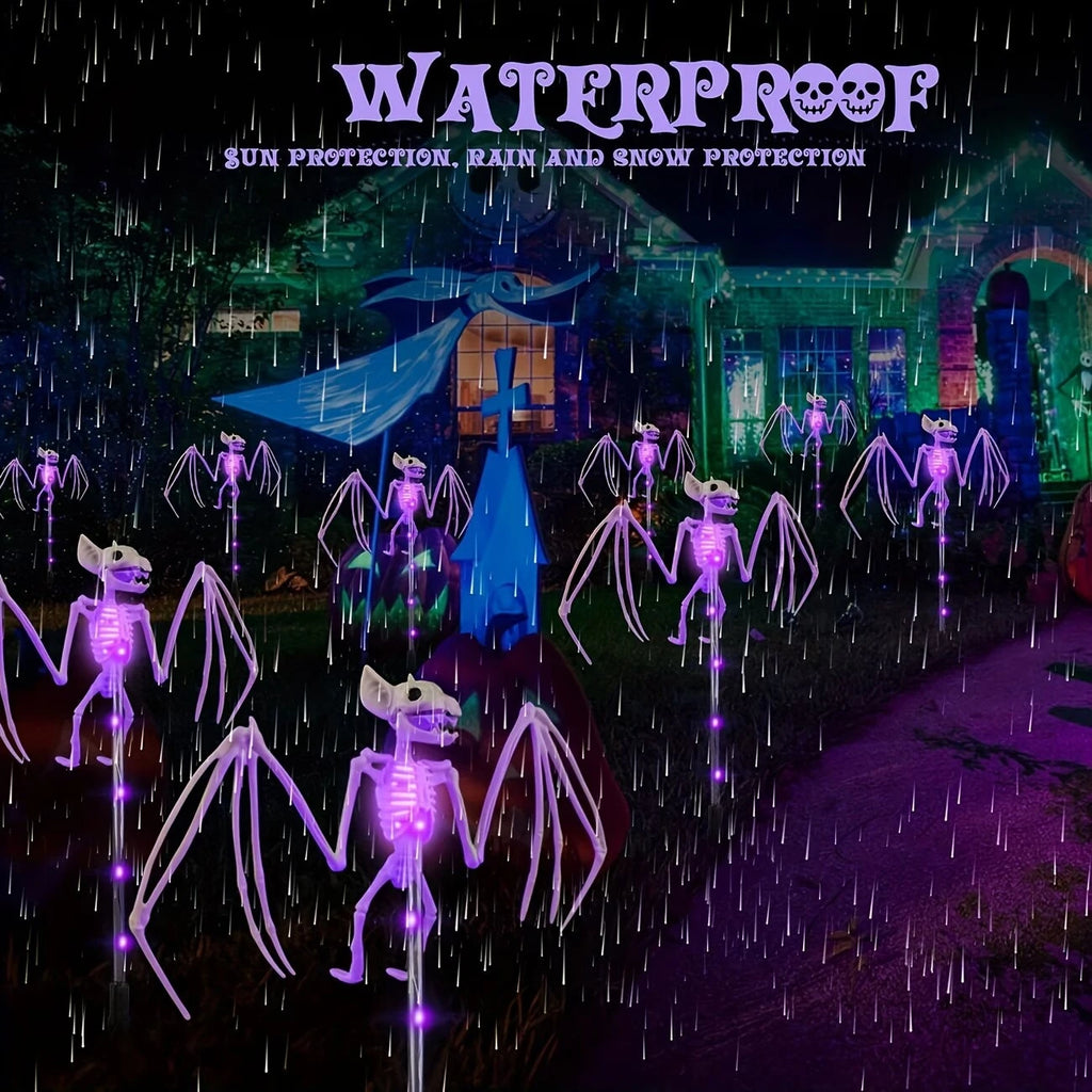 Solar Halloween Bat & Skeleton Pathway Lights