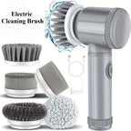 Cordless electric spin scrubber with five brush heads