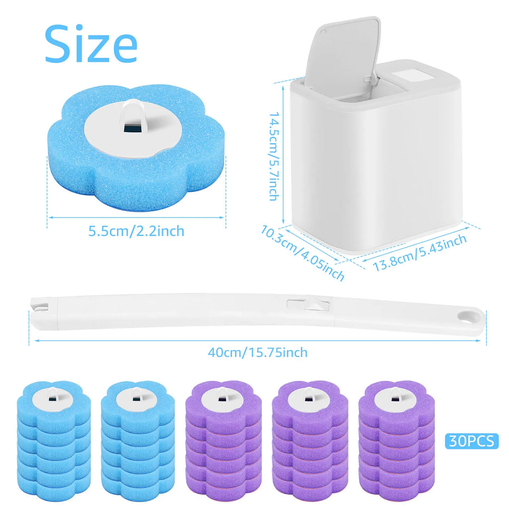 Disposable Toilet Brush System with Replaceable Cleaning Heads
