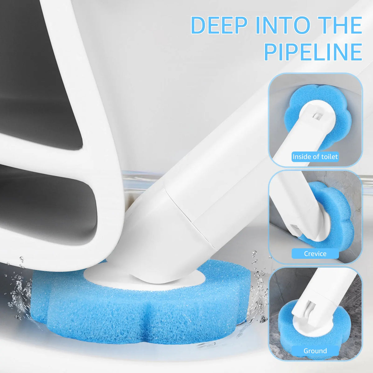Disposable Toilet Brush System with Replaceable Cleaning Heads