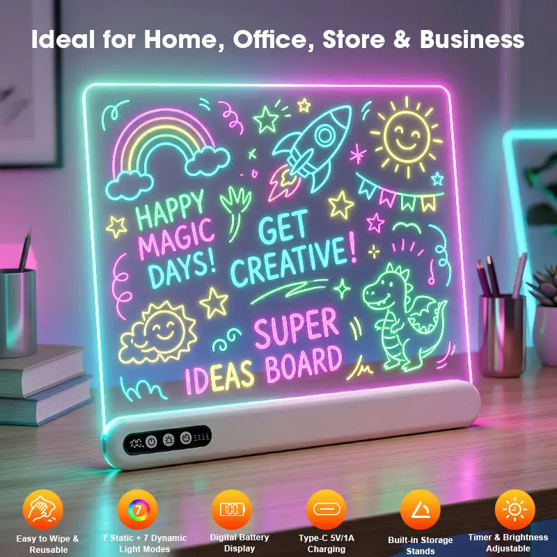 Rechargeable LED Drawing & Note Board with Timer
