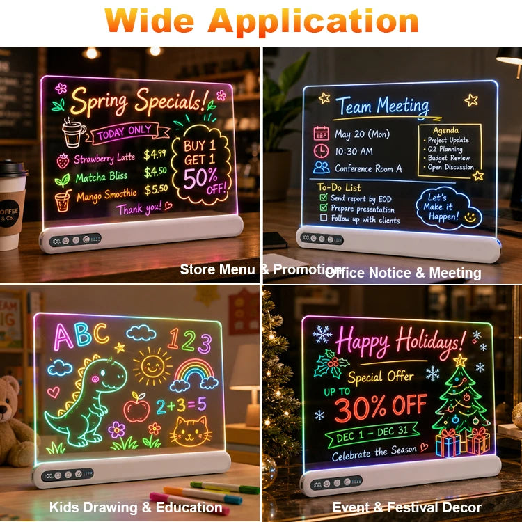 Rechargeable LED Drawing & Note Board with Timer