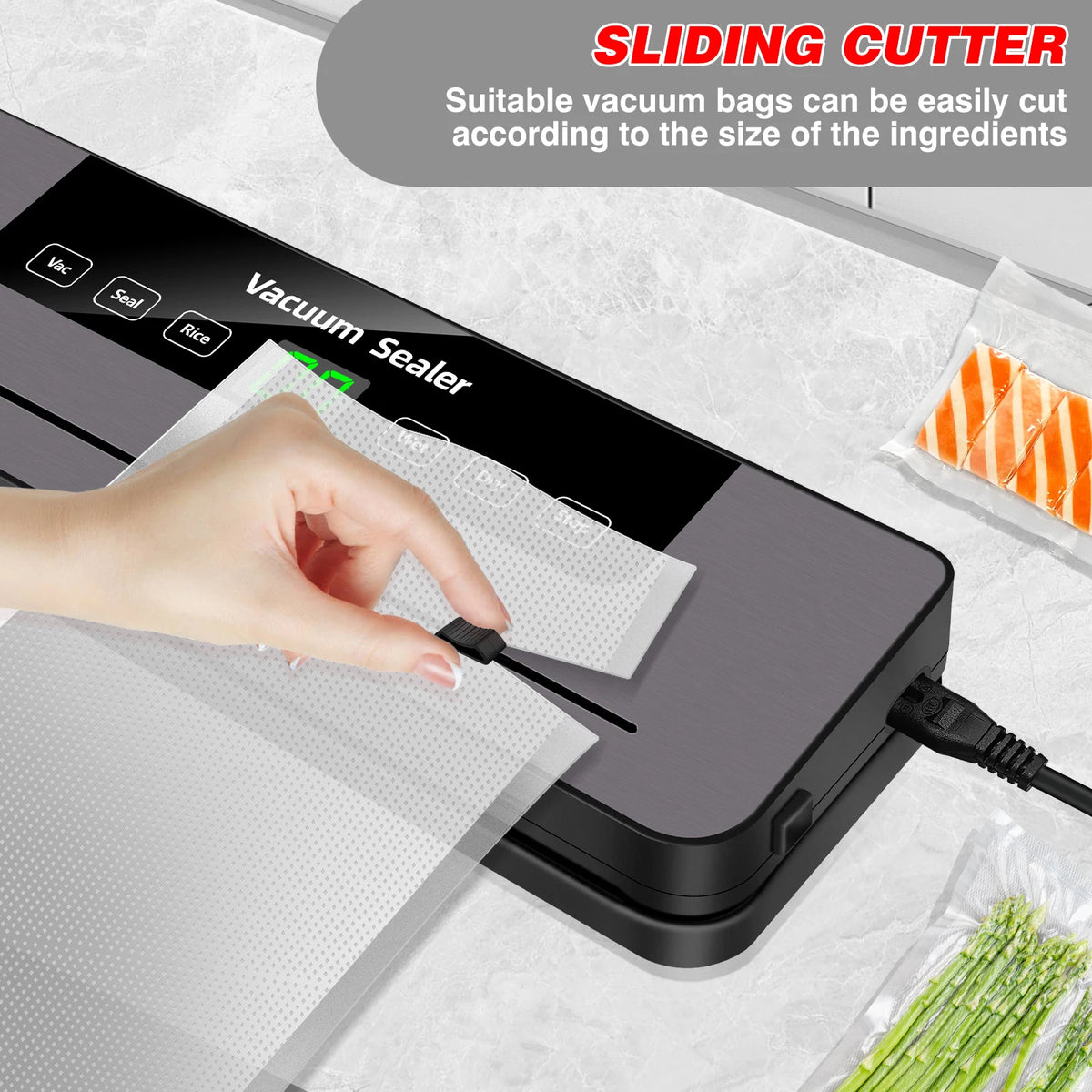 5-Mode Automatic Food Vacuum Sealer with Built-In Cutter