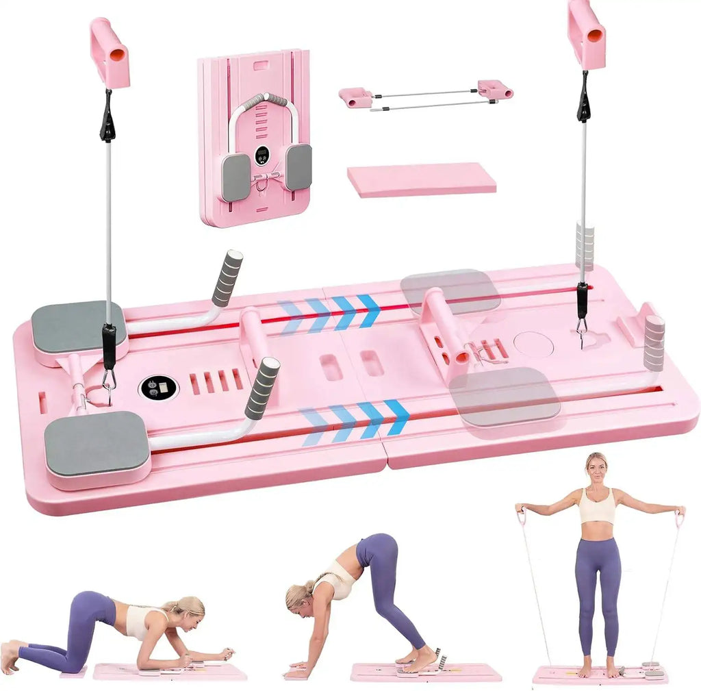 Foldable Pilates & Core Training Board with Resistance Cables