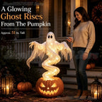 Light-Up Ghost & Pumpkin Halloween Yard Decoration