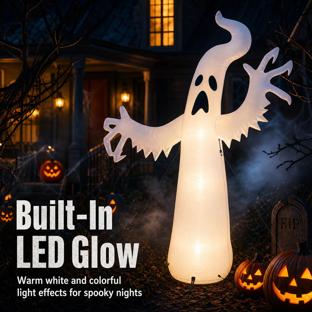 Large inflatable standing Halloween ghost decoration