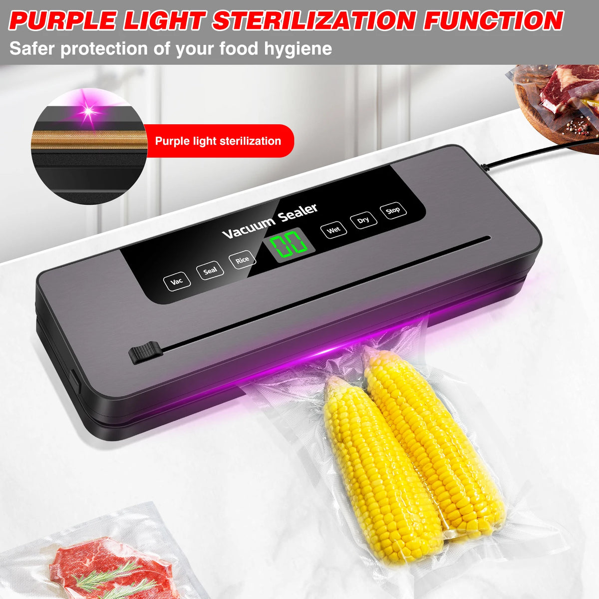 5-Mode Automatic Food Vacuum Sealer with Built-In Cutter