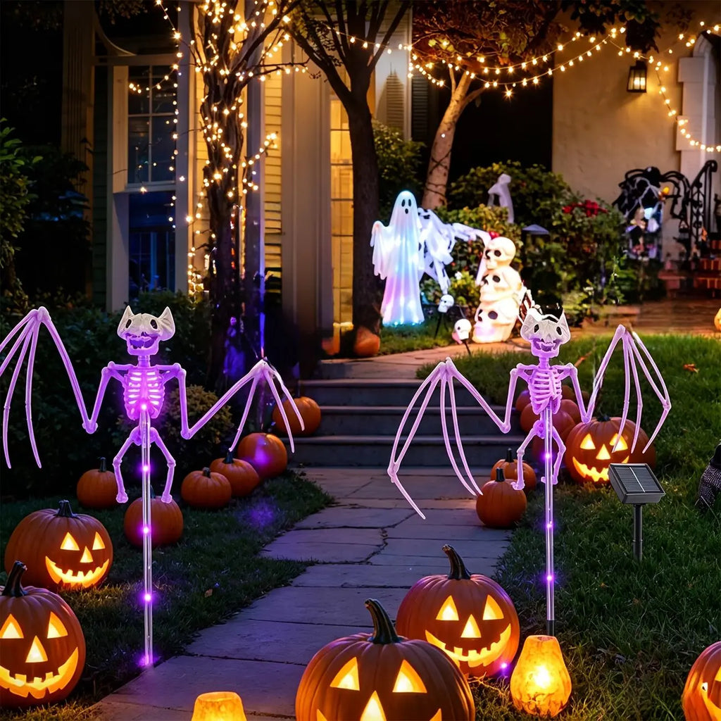 Solar Halloween Bat & Skeleton Pathway Lights