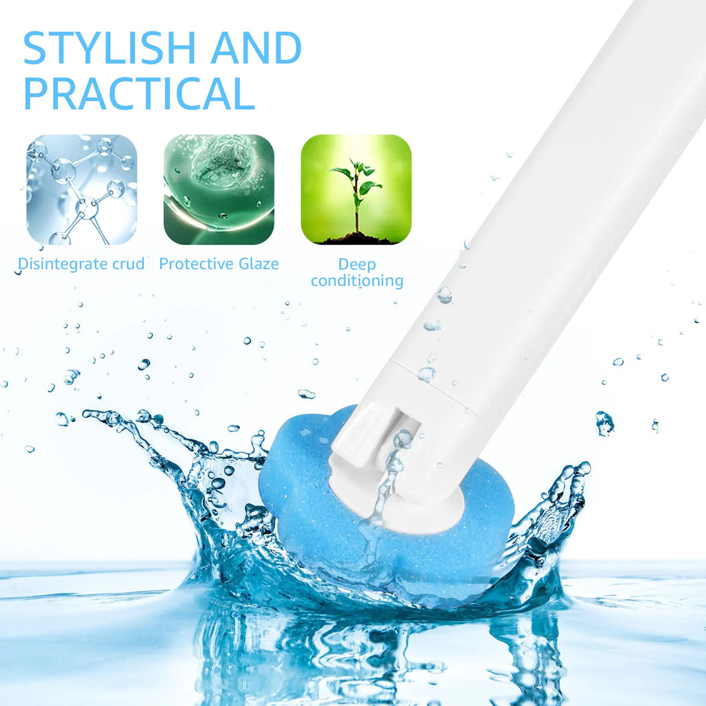 Disposable Toilet Brush System with Replaceable Cleaning Heads