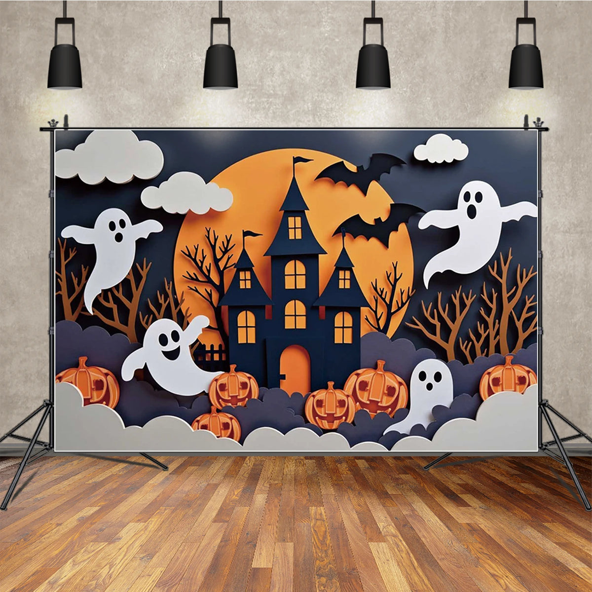 Halloween Castle & Ghost Photography Backdrop