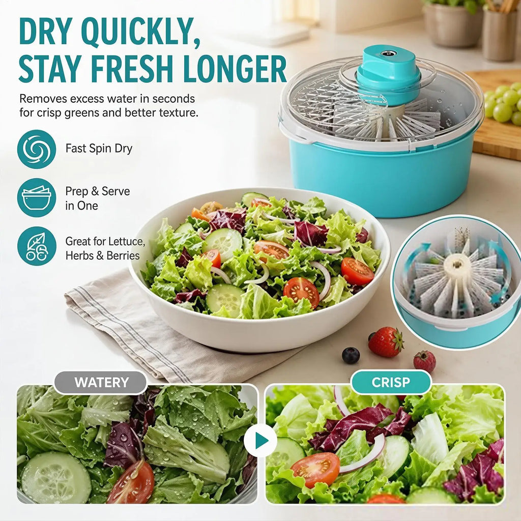 Electric 2-in-1 Fruit & Vegetable Washer with Salad Spinner