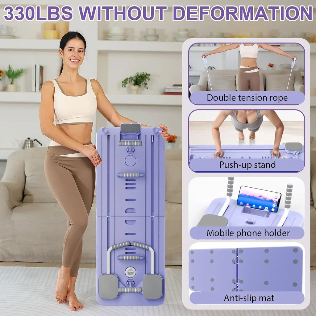 Foldable Pilates & Core Training Board with Resistance Cables