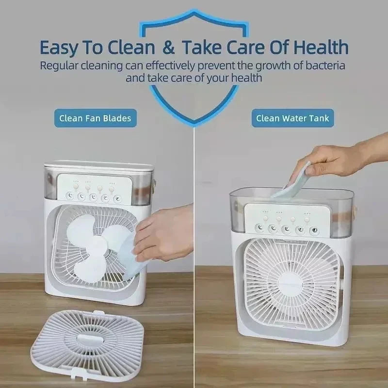 3-in-1 Mini Air Cooler, Humidifier & Night Light