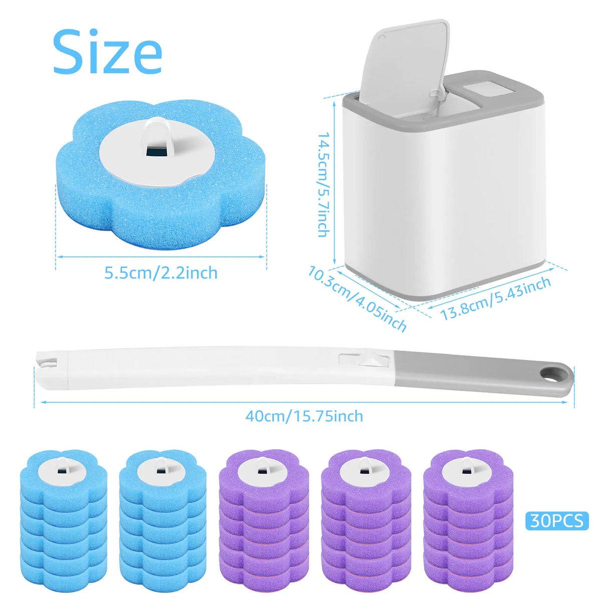 Disposable Toilet Brush System with Replaceable Cleaning Heads