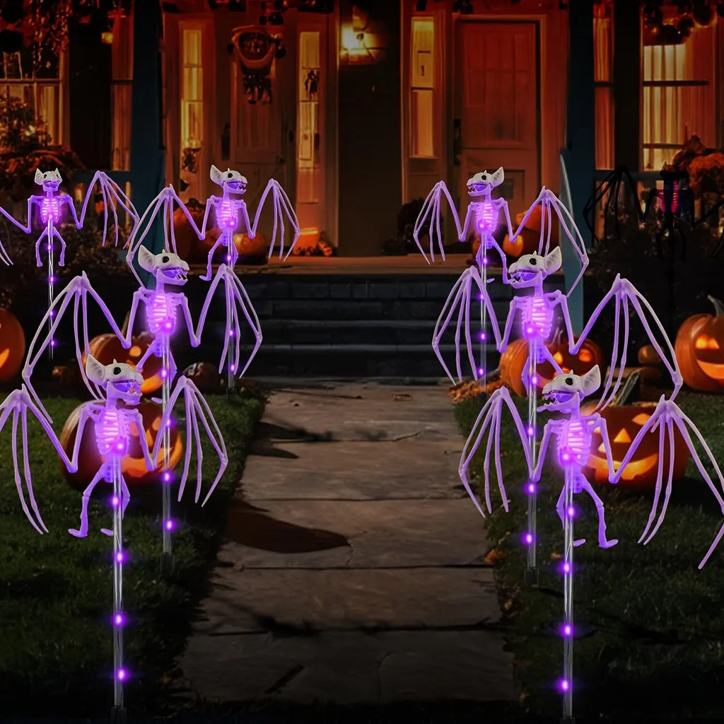 Solar Halloween bat and skeleton pathway lights
