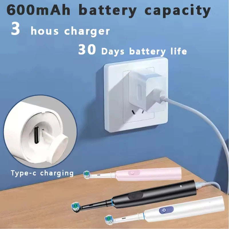 5-Mode Rechargeable Electric Toothbrush with Replacement Heads
