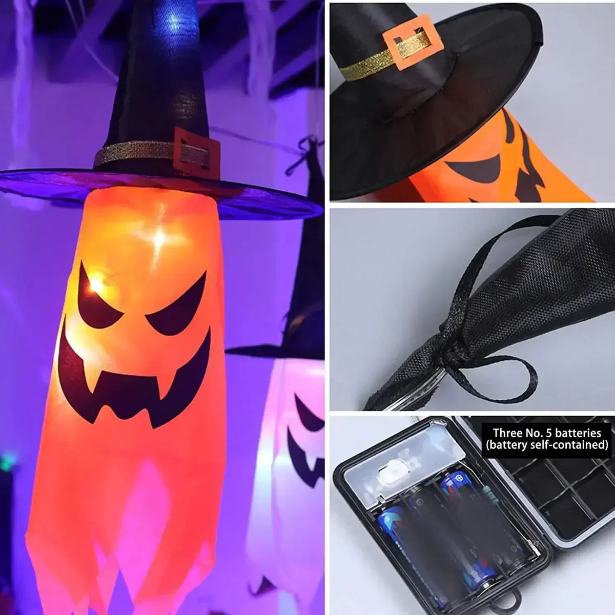 5-Piece LED Witch Hat String Lights
