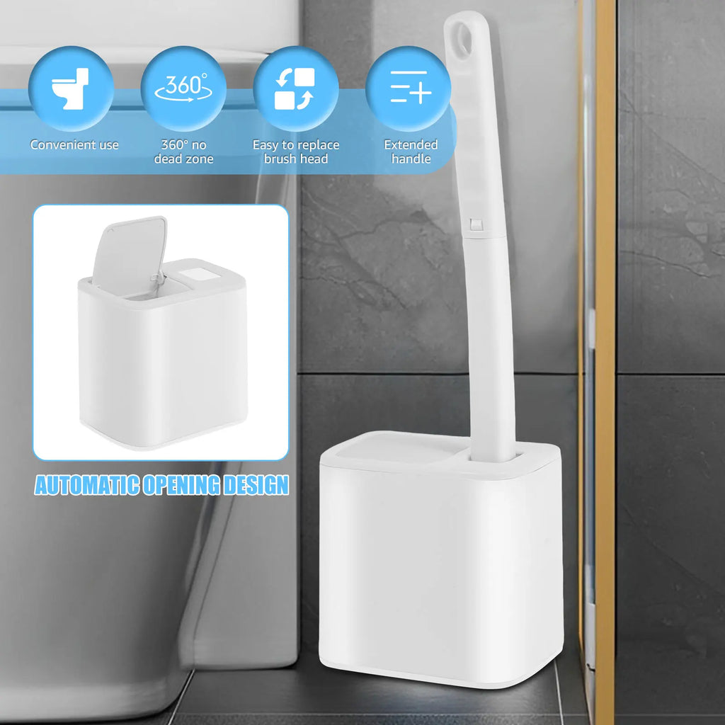 Disposable Toilet Brush System with Replaceable Cleaning Heads