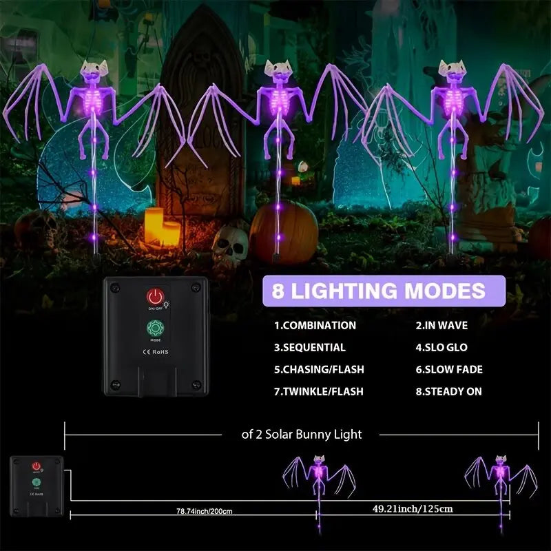 Solar Halloween Bat & Skeleton Pathway Lights