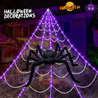 Giant LED spider web and spider Halloween decoration