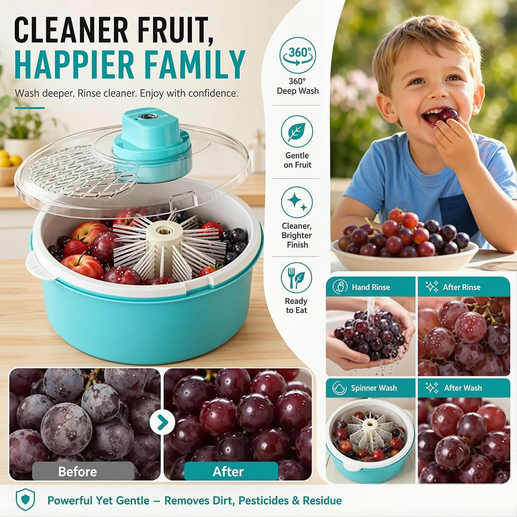Electric 2-in-1 Fruit & Vegetable Washer with Salad Spinner