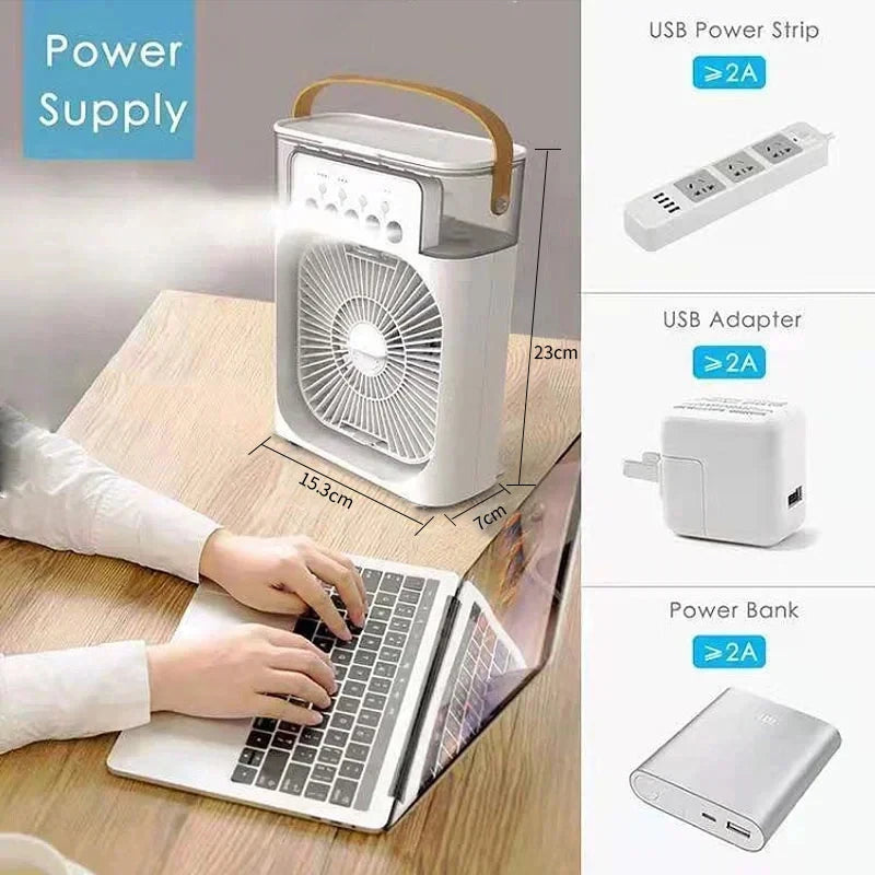 3-in-1 Mini Air Cooler, Humidifier & Night Light