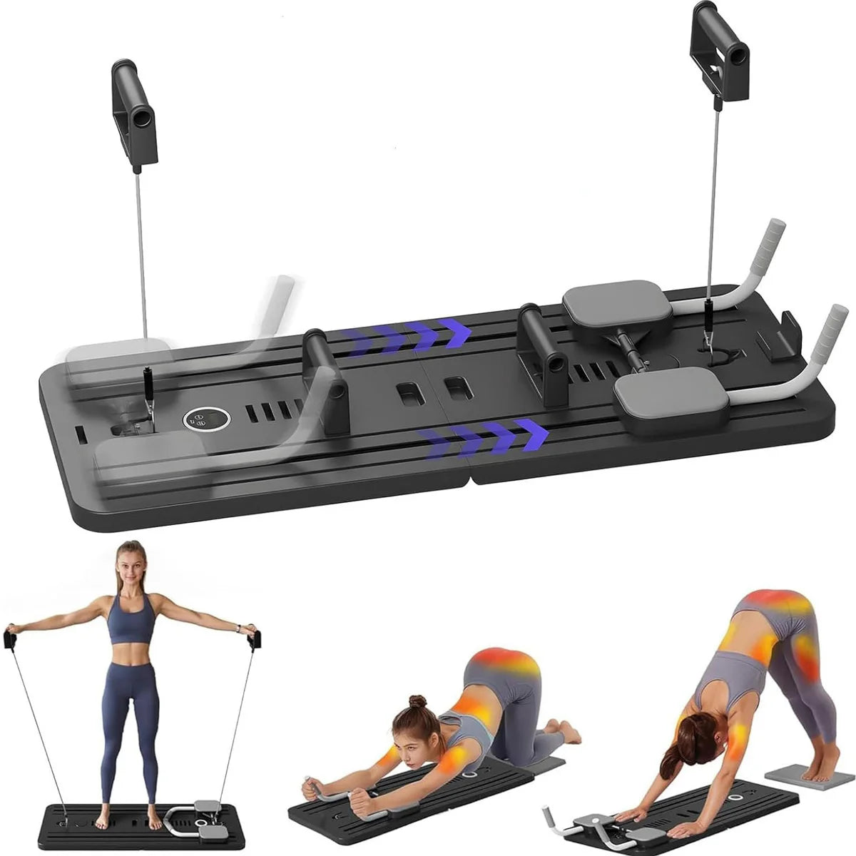 Foldable Pilates & Core Training Board with Resistance Cables