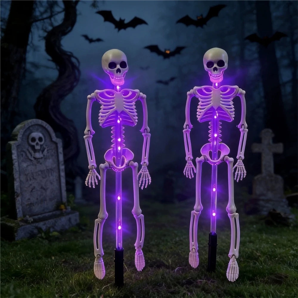 Solar Halloween Bat & Skeleton Pathway Lights