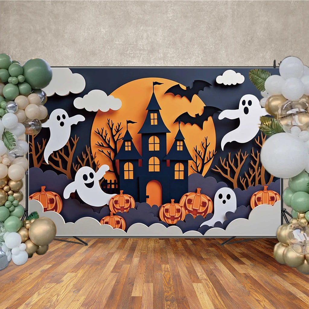 Halloween Castle & Ghost Photography Backdrop