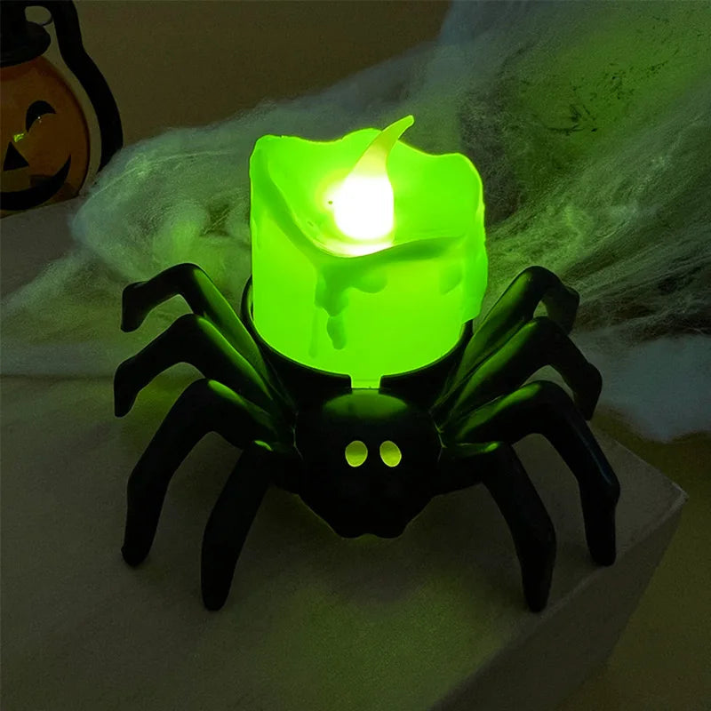 LED Halloween Skull & Spider Candle Light