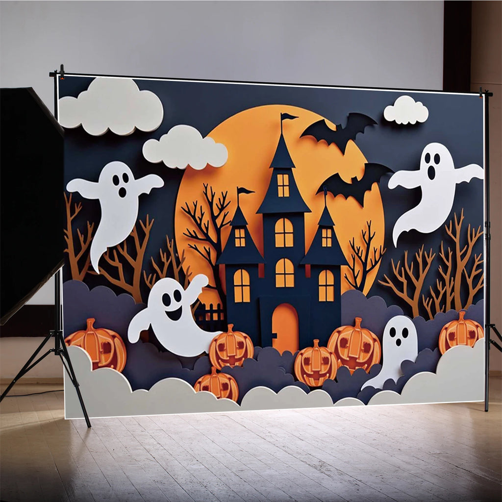 Halloween Castle & Ghost Photography Backdrop