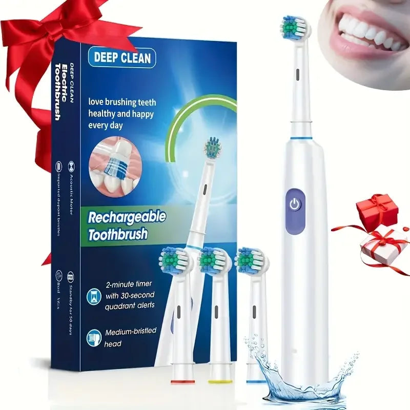 5-Mode Rechargeable Electric Toothbrush with Replacement Heads