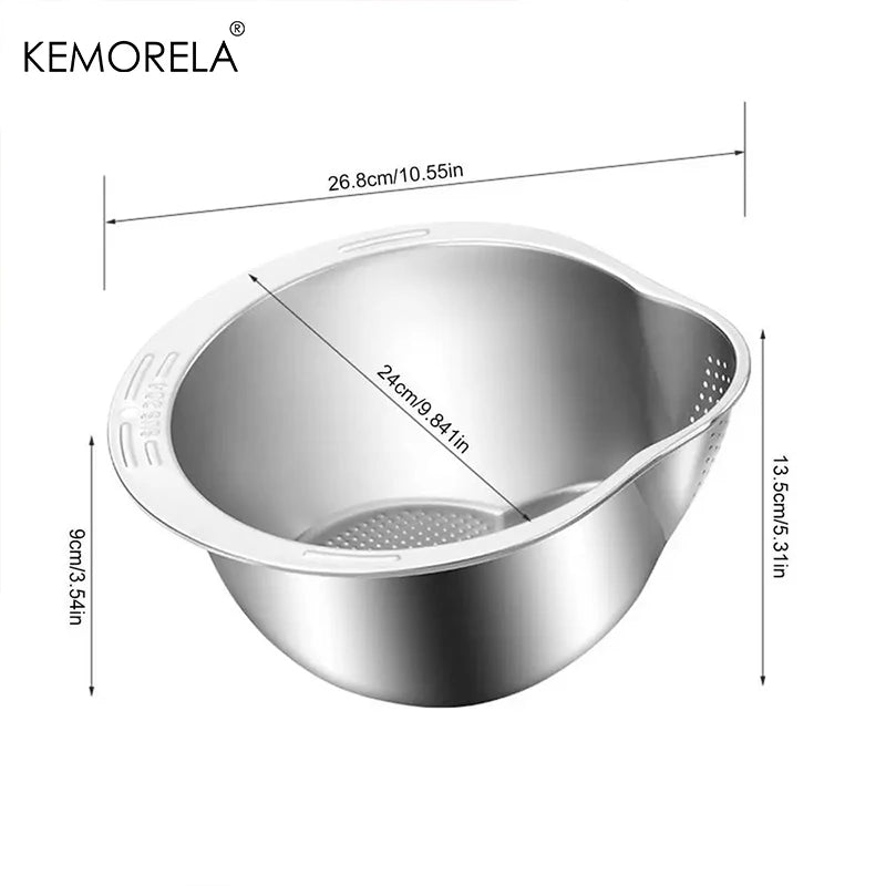 Stainless Steel Rice Washer & Strainer Bowl