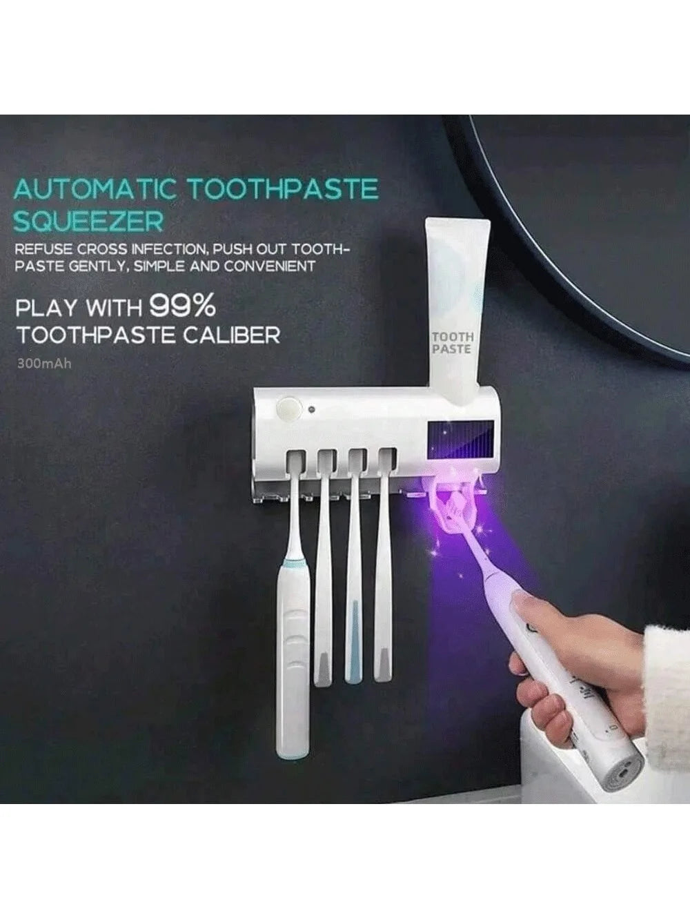 UV Toothbrush Holder & Toothpaste Dispenser