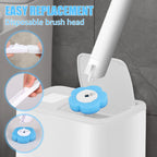 Disposable Toilet Brush System with Replaceable Cleaning Heads