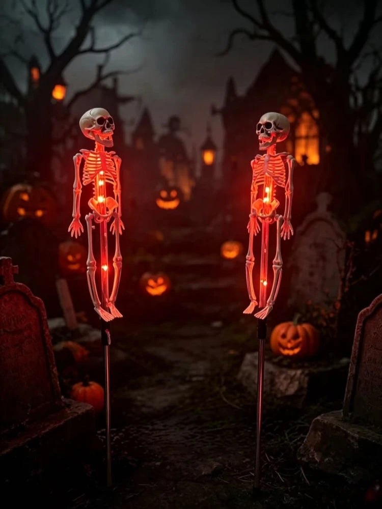Solar Halloween Bat & Skeleton Pathway Lights