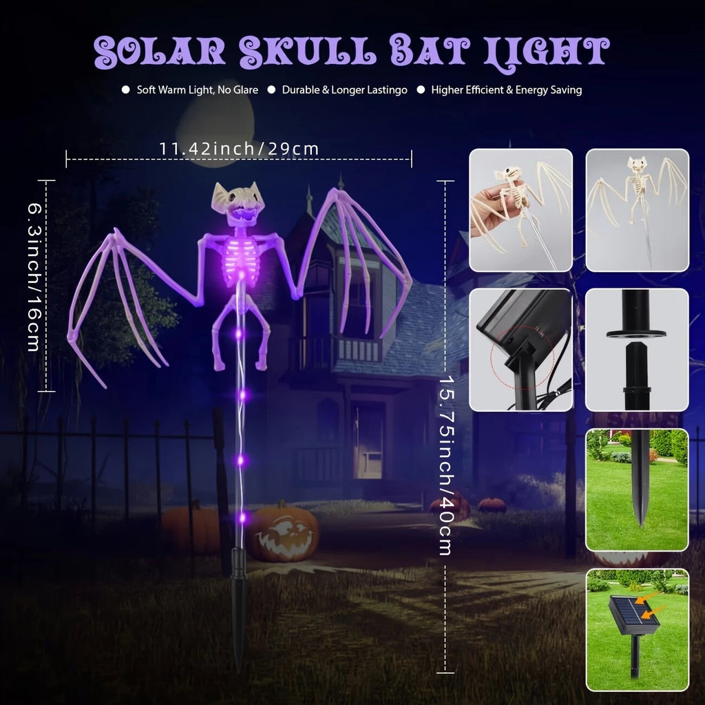 Solar Halloween Bat & Skeleton Pathway Lights