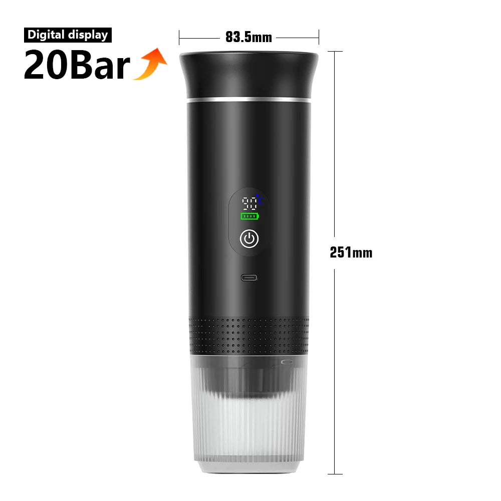 3-in-1 Portable Espresso Maker for Capsules & Ground Coffee